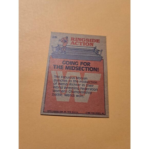 Vintage 1985 WWF Ringside Action Card #25 Fabulous Moolah vs Wendi Richter Topps - Picture 2 of 2